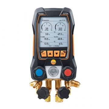 Testo 570s Set d'aspiration intelligent avec manifold numérique intelligent avec sondes de température sans fil et pince