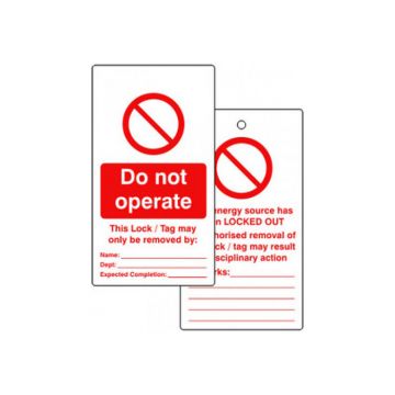 Spectrum DZ Waarschuwing Label met oogring Do not operate 75x135mm (10 stuks)